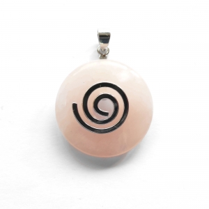 Donut (3 cm) aus Rosenquarz inkl. Halter